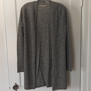Open-Front Gray Knit Cardigan
